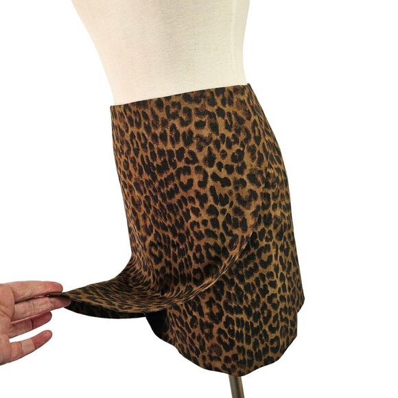 Ann Taylor Animal Print Asymmetrical Short Skirt Size 0 Stretch Wool Blend NEW - Picture 9 of 9